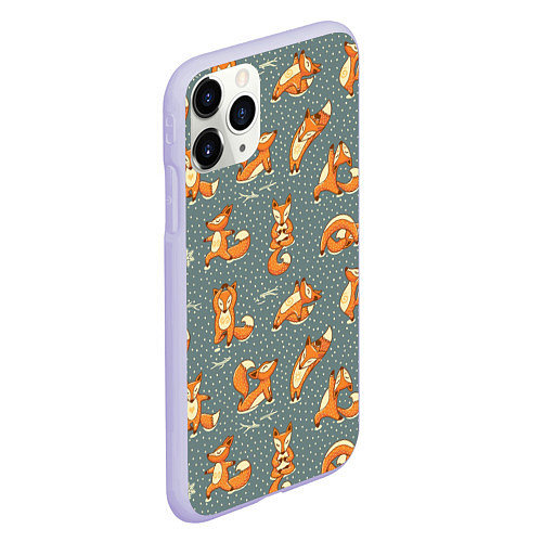 Чехол iPhone 11 Pro матовый Foxes Yoga / 3D-Светло-сиреневый – фото 2