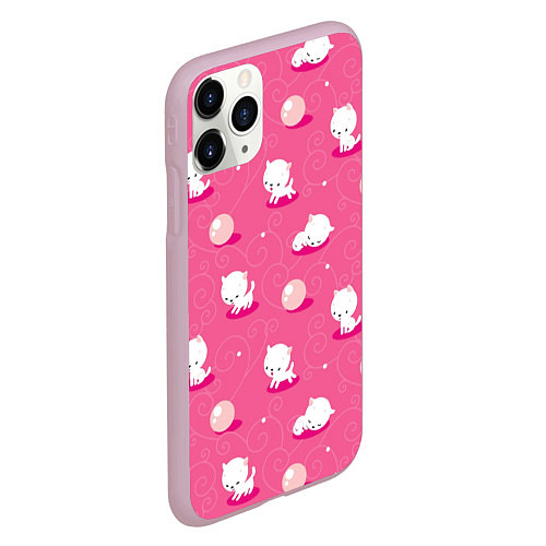 Чехол iPhone 11 Pro матовый Маленькие котята / 3D-Розовый – фото 2