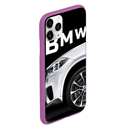 Чехол iPhone 11 Pro матовый BMW: White Style / 3D-Фиолетовый – фото 2