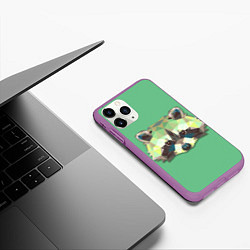 Чехол iPhone 11 Pro матовый Геометрический енот, цвет: 3D-фиолетовый — фото 2