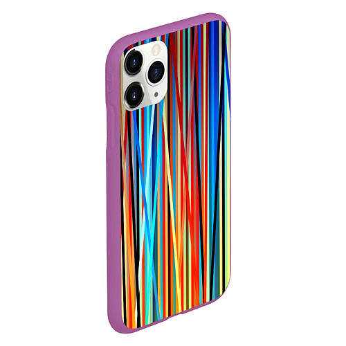 Чехол iPhone 11 Pro матовый Colored stripes / 3D-Фиолетовый – фото 2