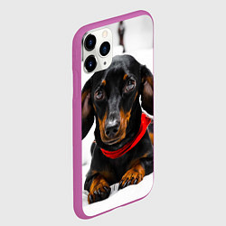 Чехол iPhone 11 Pro матовый Милая такса, цвет: 3D-фиолетовый — фото 2