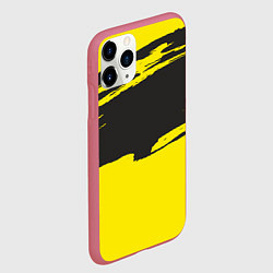 Чехол iPhone 11 Pro матовый Чёрно-жёлтый, цвет: 3D-малиновый — фото 2