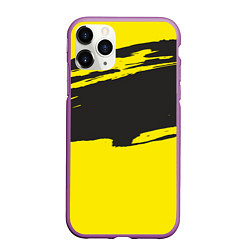 Чехол iPhone 11 Pro матовый Чёрно-жёлтый