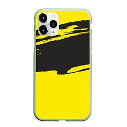 Чехол iPhone 11 Pro матовый Чёрно-жёлтый, цвет: 3D-салатовый