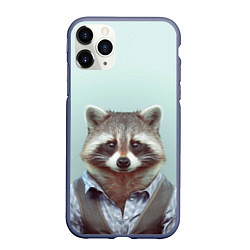 Чехол iPhone 11 Pro матовый Мужчина енот, цвет: 3D-серый