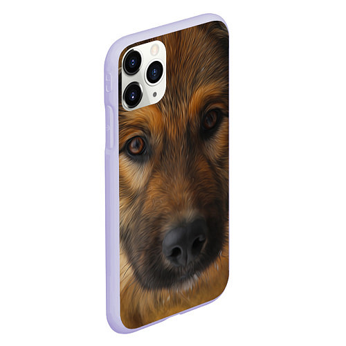 Чехол iPhone 11 Pro матовый Взгляд собаки / 3D-Светло-сиреневый – фото 2