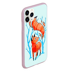 Чехол iPhone 11 Pro матовый Маленький лисенок, цвет: 3D-розовый — фото 2