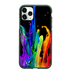 Чехол iPhone 11 Pro матовый Всплеск красок, цвет: 3D-темно-зеленый