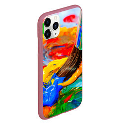 Чехол iPhone 11 Pro матовый Краски, цвет: 3D-малиновый — фото 2