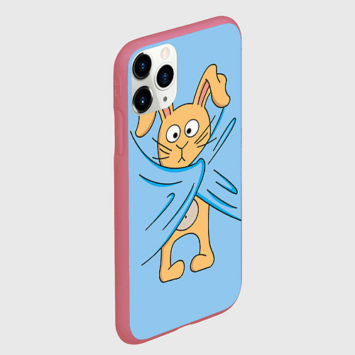Чехол iPhone 11 Pro матовый Стеснительный кролик / 3D-Малиновый – фото 2