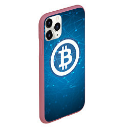 Чехол iPhone 11 Pro матовый Bitcoin Blue, цвет: 3D-малиновый — фото 2