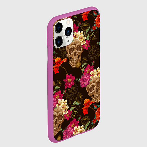 Чехол iPhone 11 Pro матовый Черепа / 3D-Фиолетовый – фото 2