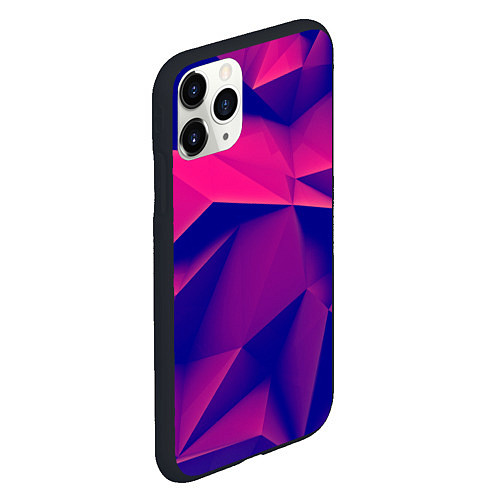 Чехол iPhone 11 Pro матовый Violet polygon / 3D-Черный – фото 2