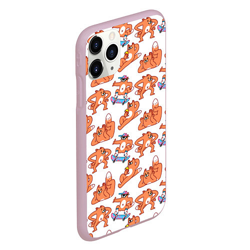 Чехол iPhone 11 Pro матовый Стикеры с лисом / 3D-Розовый – фото 2