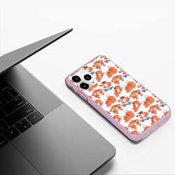 Чехол iPhone 11 Pro матовый Стикеры с лисом, цвет: 3D-розовый — фото 2