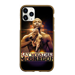 Чехол iPhone 11 Pro матовый Mayweather vs McGregor, цвет: 3D-коричневый