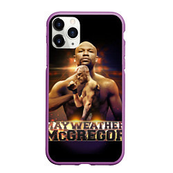 Чехол iPhone 11 Pro матовый Mayweather vs McGregor, цвет: 3D-фиолетовый