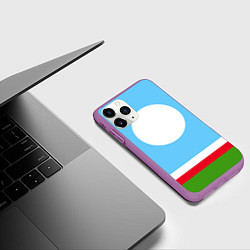 Чехол iPhone 11 Pro матовый Республика Саха, цвет: 3D-фиолетовый — фото 2