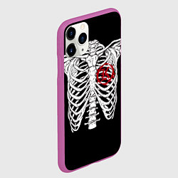 Чехол iPhone 11 Pro матовый Кукрыниксы: Скелет, цвет: 3D-фиолетовый — фото 2