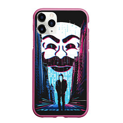 Чехол iPhone 11 Pro матовый Анонимный человек, цвет: 3D-малиновый
