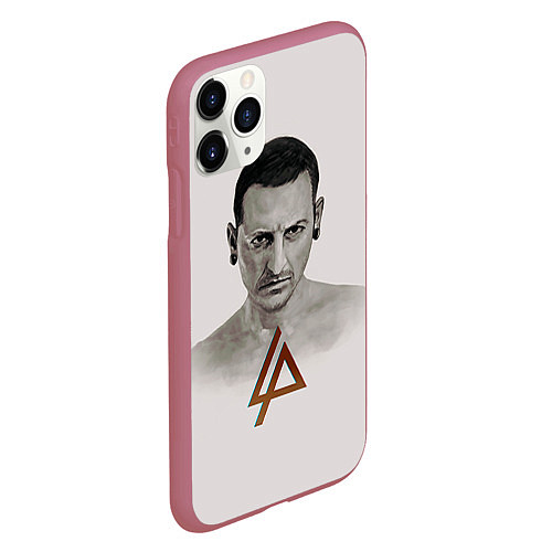 Чехол iPhone 11 Pro матовый Chester Bennington / 3D-Малиновый – фото 2