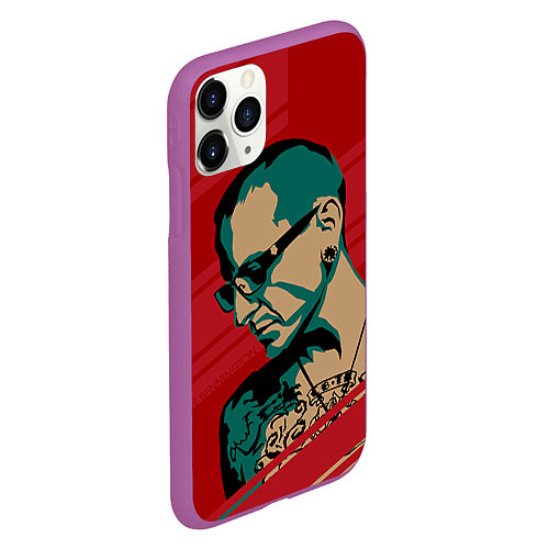 Чехол iPhone 11 Pro матовый Chester Bennington / 3D-Фиолетовый – фото 2