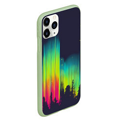 Чехол iPhone 11 Pro матовый Северное сияние, цвет: 3D-салатовый — фото 2