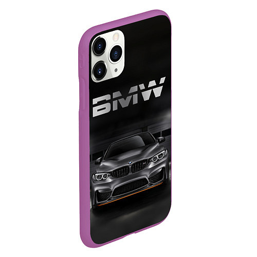 Чехол iPhone 11 Pro матовый BMW серебро / 3D-Фиолетовый – фото 2