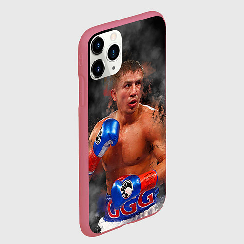 Чехол iPhone 11 Pro матовый Геннадий Головкин / 3D-Малиновый – фото 2