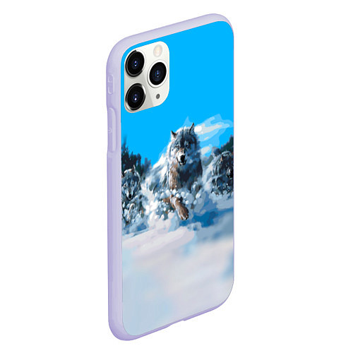 Чехол iPhone 11 Pro матовый Волчья охота / 3D-Светло-сиреневый – фото 2