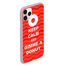 Чехол iPhone 11 Pro матовый Keep Calm & Gimme a donut, цвет: 3D-розовый — фото 2