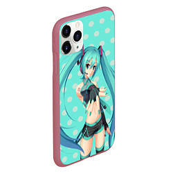 Чехол iPhone 11 Pro матовый Hatsune Miku, цвет: 3D-малиновый — фото 2