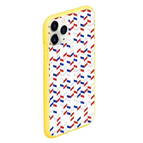 Чехол iPhone 11 Pro матовый Россия: триколор-узор / 3D-Желтый – фото 2