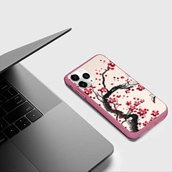 Чехол iPhone 11 Pro матовый Сакура, цвет: 3D-малиновый — фото 2