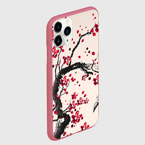 Чехол iPhone 11 Pro матовый Сакура / 3D-Малиновый – фото 2