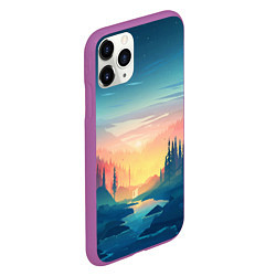 Чехол iPhone 11 Pro матовый Лес, цвет: 3D-фиолетовый — фото 2