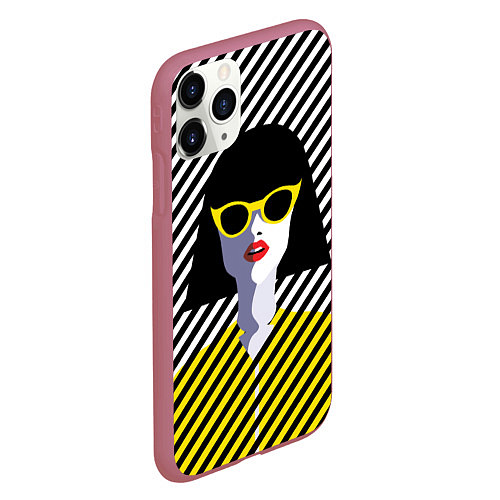 Чехол iPhone 11 Pro матовый Pop art girl / 3D-Малиновый – фото 2