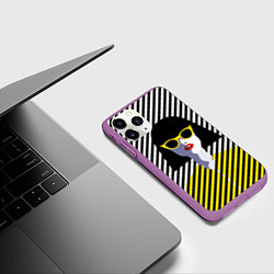 Чехол iPhone 11 Pro матовый Pop art girl, цвет: 3D-фиолетовый — фото 2