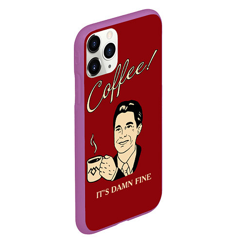 Чехол iPhone 11 Pro матовый Coffee: it's damn fine / 3D-Фиолетовый – фото 2