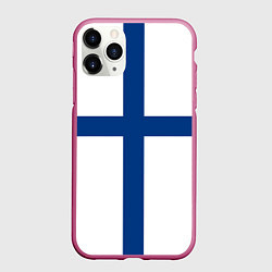 Чехол iPhone 11 Pro матовый Флаг Финляндии, цвет: 3D-малиновый