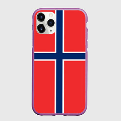 Чехол iPhone 11 Pro матовый Флаг Норвегии, цвет: 3D-фиолетовый