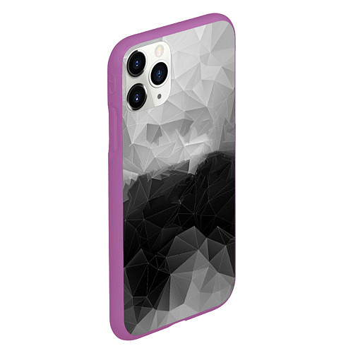 Чехол iPhone 11 Pro матовый Polygon gray / 3D-Фиолетовый – фото 2