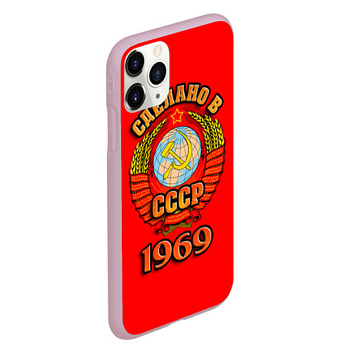 Чехол iPhone 11 Pro матовый Сделано в 1969 СССР / 3D-Розовый – фото 2