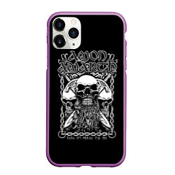 Чехол iPhone 11 Pro матовый Amon Amarth: Trio Skulls, цвет: 3D-фиолетовый