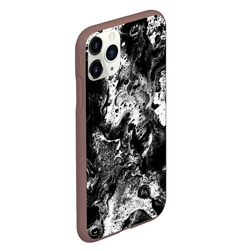 Чехол iPhone 11 Pro матовый Чёрная краска / 3D-Коричневый – фото 2