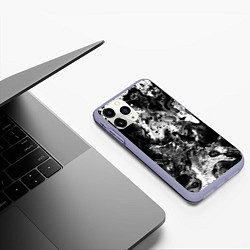 Чехол iPhone 11 Pro матовый Чёрная краска, цвет: 3D-светло-сиреневый — фото 2