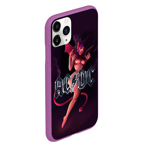 Чехол iPhone 11 Pro матовый AC/DC: Devil Girl / 3D-Фиолетовый – фото 2