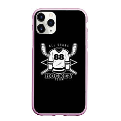 Чехол iPhone 11 Pro матовый Hockey Team, цвет: 3D-розовый