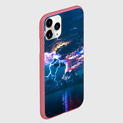 Чехол iPhone 11 Pro матовый Извержение вулкана, цвет: 3D-малиновый — фото 2